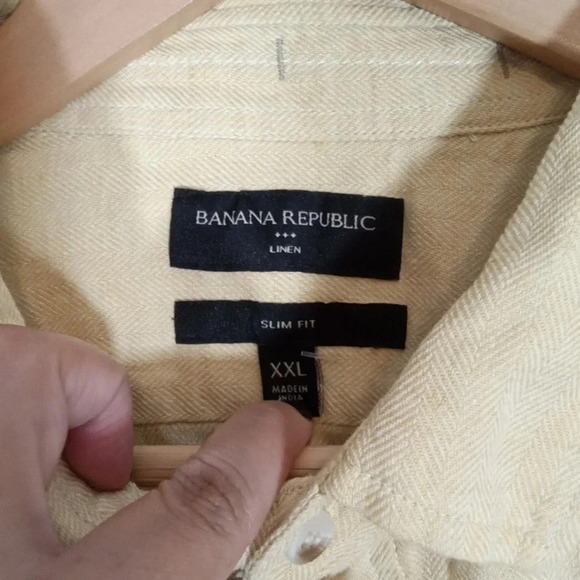 Banana Republic slim fit button up shirt linen blend short sleeve size XXLARGE m - Picture 3 of 7